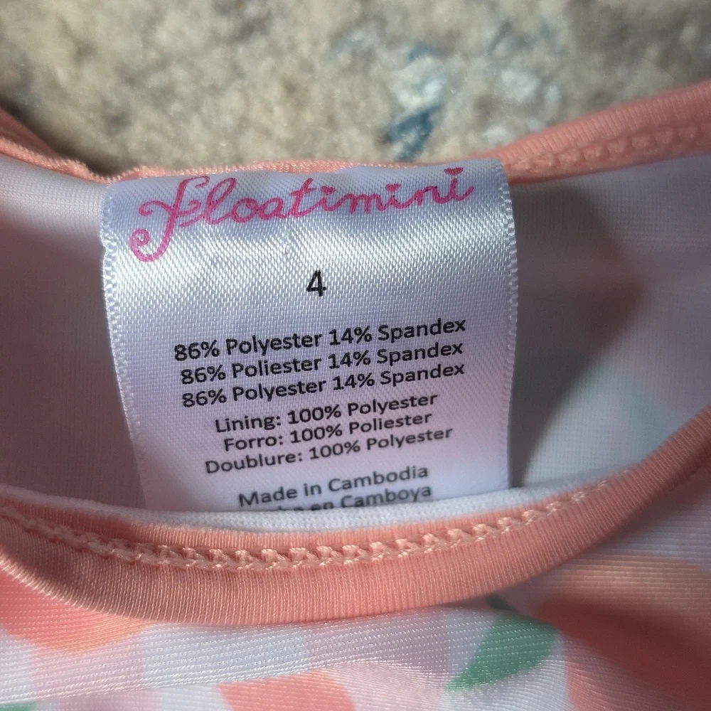 🥳 5/$25 BUNDLE Floatimini Toddler 4 Peach Stripes‎ Shimmery One Piece Swimsuit
